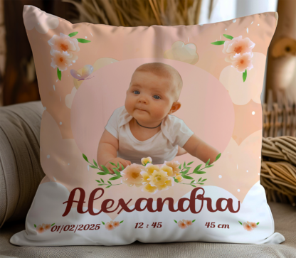 Perna personalizata pentru nou-nascut, fetiță, cu fotografie si datele de la naștere, Cadou bunici, Cadou nași, Cadou familie, Cadou prieteni, Cadou aniversare, Nou nascuți