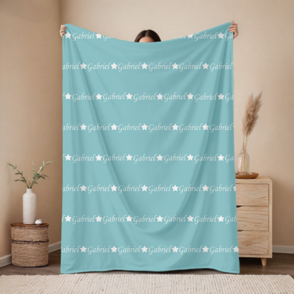 Pătură personalizată cu nume, băieți, 100x150cm, Cadou nou nascuti, Cadou copii, Cadou de familie, Gabriel design des