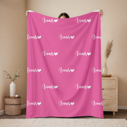 Pătură personalizată cu nume, fete, 100x150cm, Cadou nou nascuti, Cadou copii, Cadou de familie, Anais cu semn, design rar
