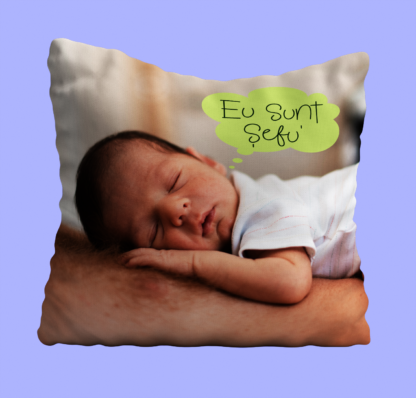 Perna personalizata pentru nou-nascut, cu fotografie, Cadou bunici, Cadou nași, Cadou familie, Cadou prieteni, Cadou aniversare, Eu sunt Șefu'