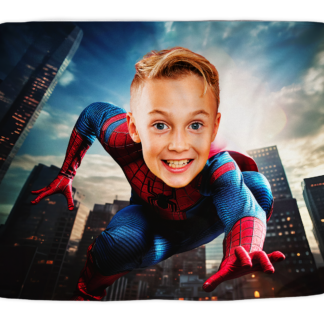 Patura personalizată cu portret Spiderman, 100x150cm, Cadou bunici, Cadou tata, mama, Cadou nași, Cadou familie, Cadou prieteni, Cadou aniversare,